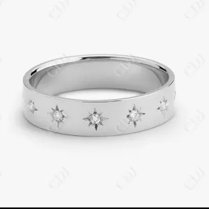 0.11CTW Lab Grown Diamond Star Wedding Band