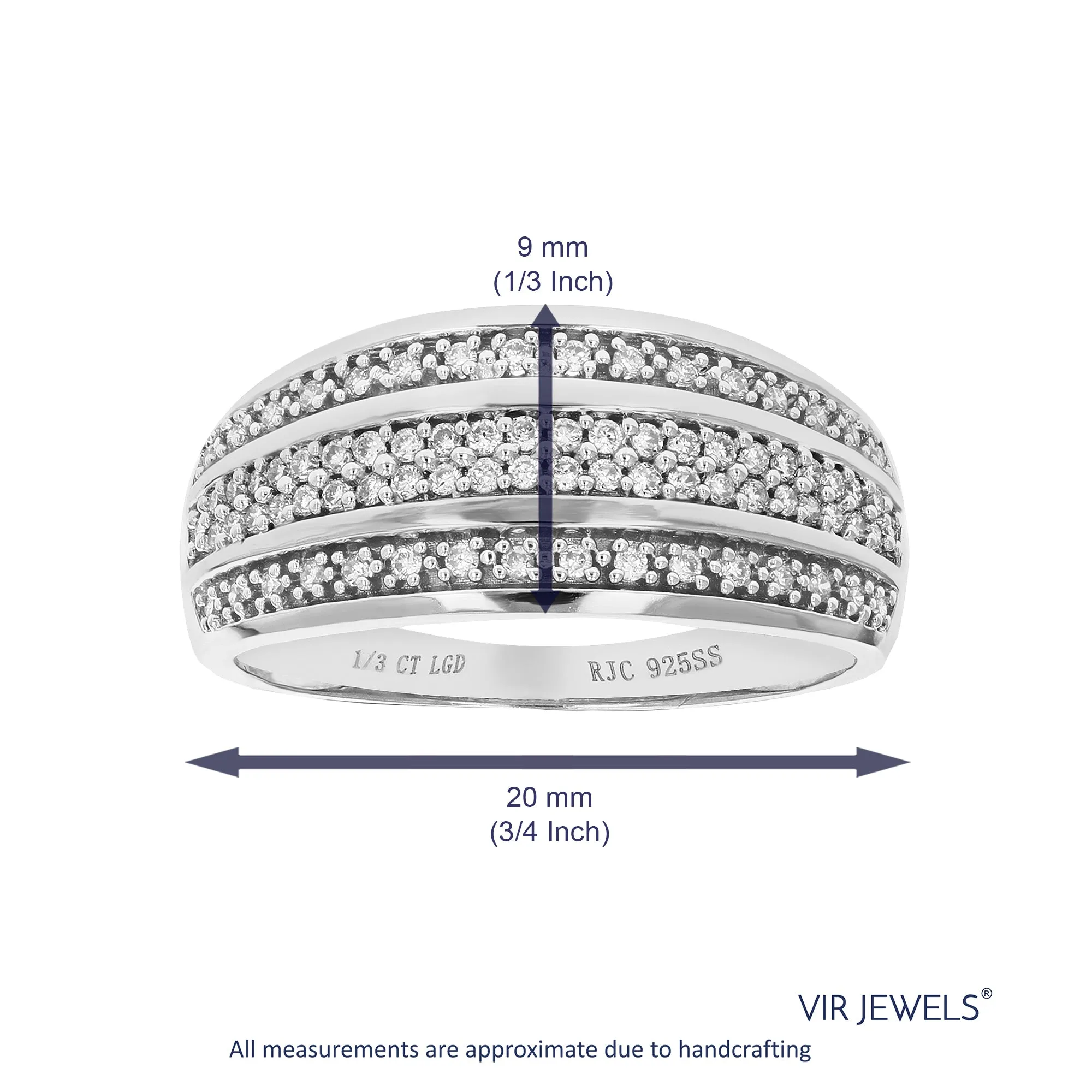 1/3 cttw Round Cut Lab Grown Diamond Wedding Band 78 Stones .925 Sterling Silver Prong Set