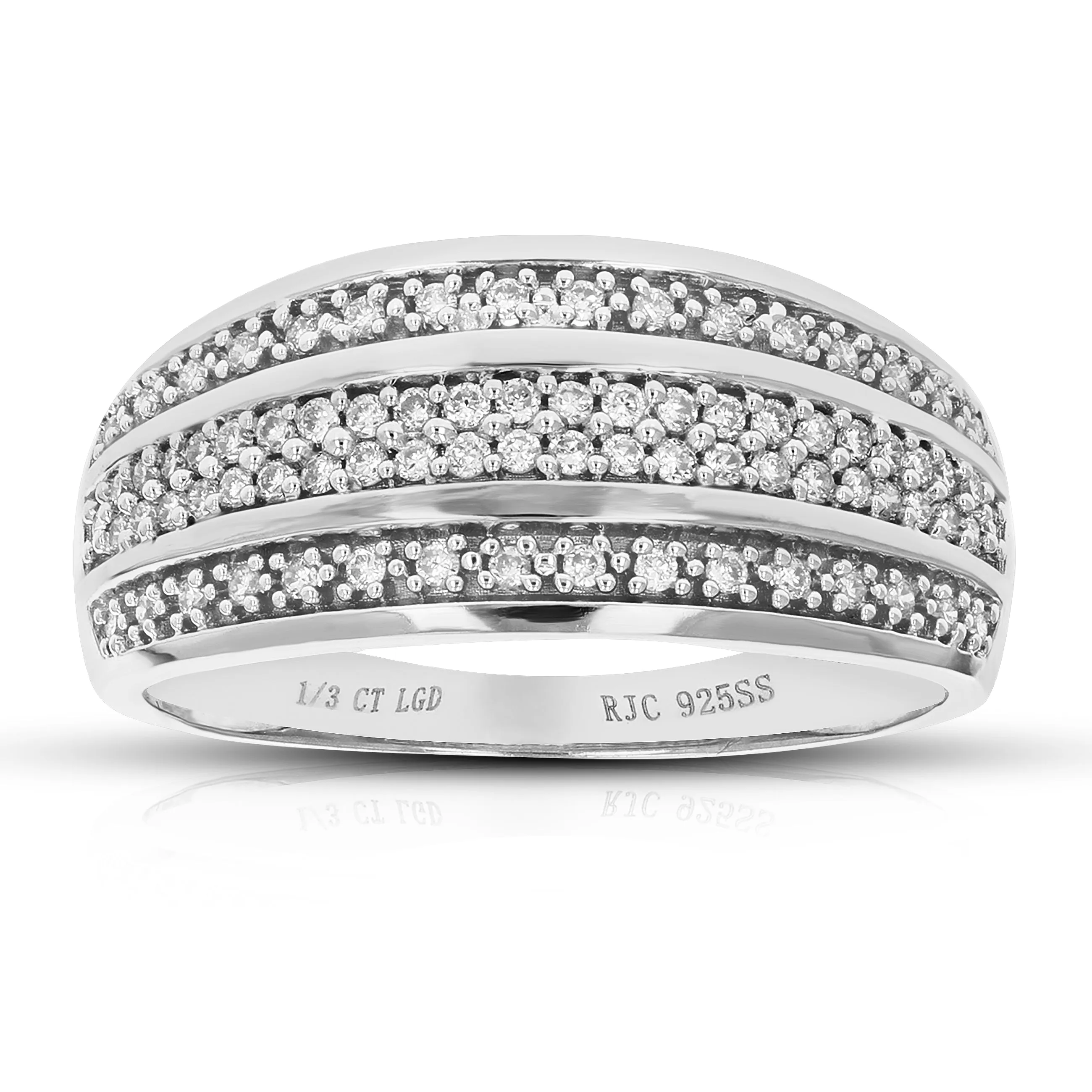 1/3 cttw Round Cut Lab Grown Diamond Wedding Band 78 Stones .925 Sterling Silver Prong Set
