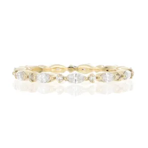 14k Yellow Gold Marquise and Round Diamond Wedding Band