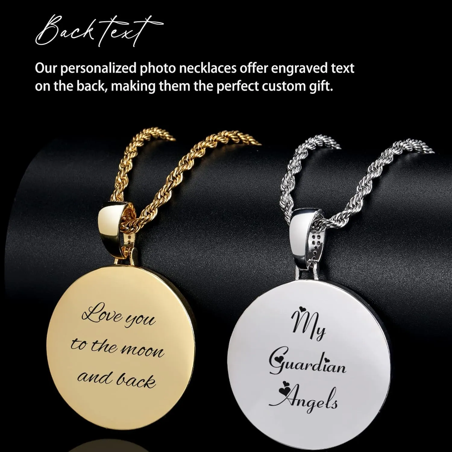 3UMeter Custom Necklace Picture Necklace Memory Pendant with Chain Personalized Photo Pendant Gifts for Him Gifts for Her 18k Gold Hip Hop Jewelry