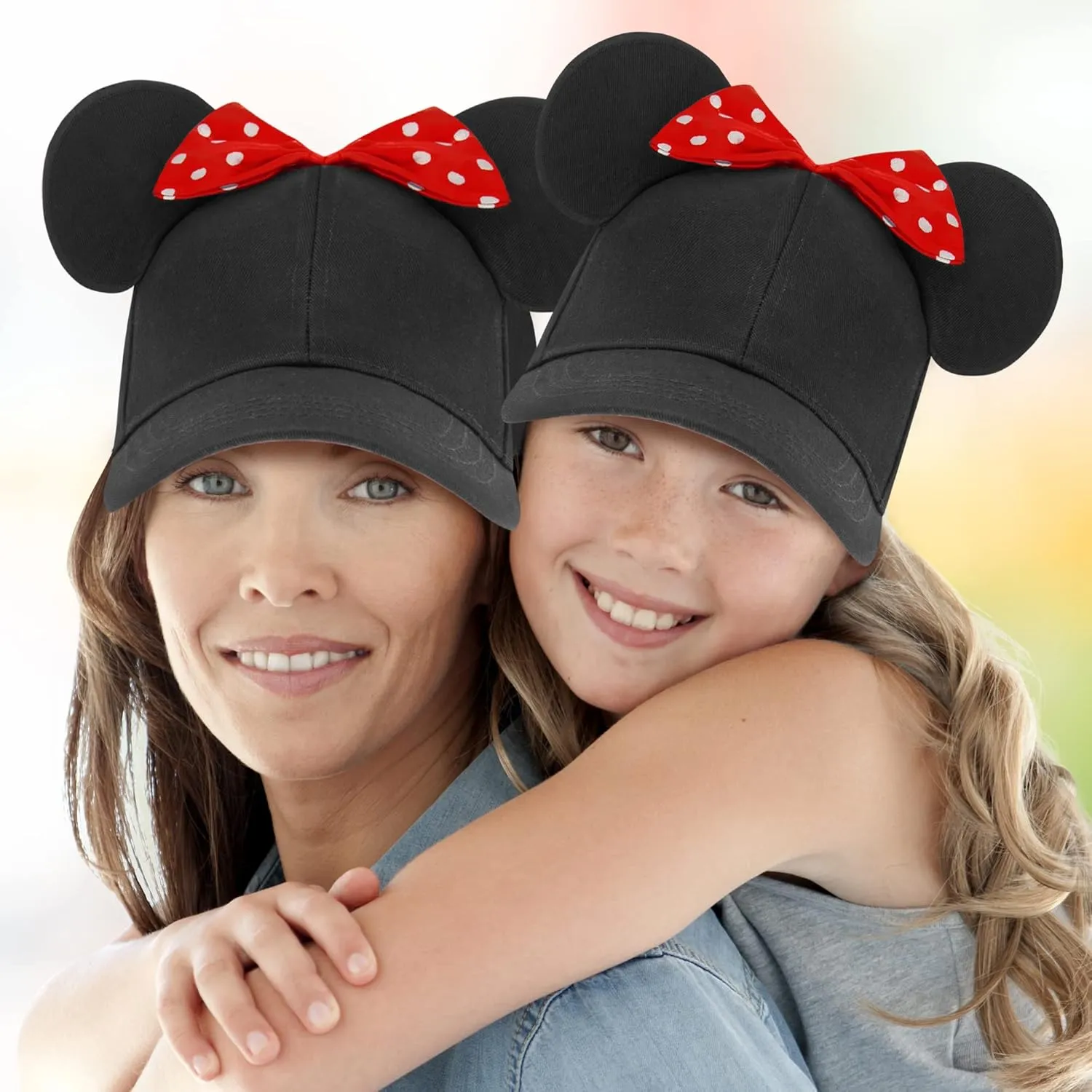ABG Accessories Girls' Baseball Cap, Minnie Mouse Ears Hat Mommy & Me Adjustable for Ages 2-7