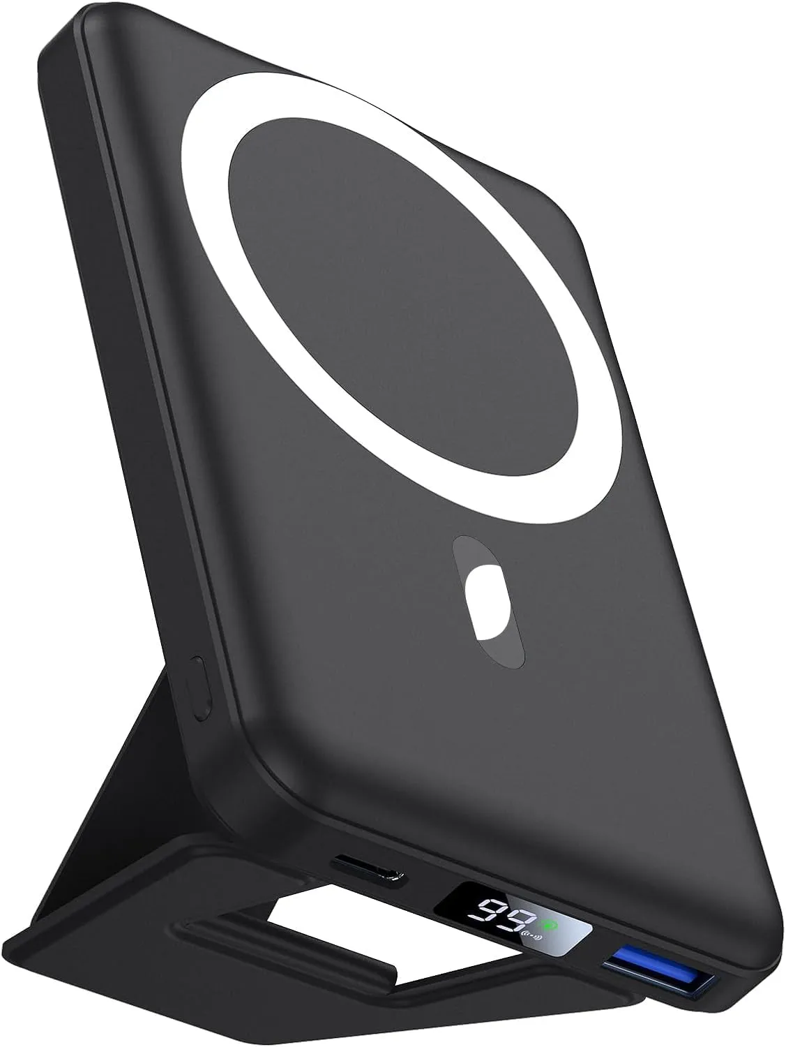AOGUERBE Magnetic Power Bank, 10000mAh Foldable Wireless Portable Charger with USB-C Cable LED Display, for Mag-Safe Battery Pack 22.5W PD Fast Charging for iPhone 16/15/14/13/12 Pro/Pro Max/Plus/Mini