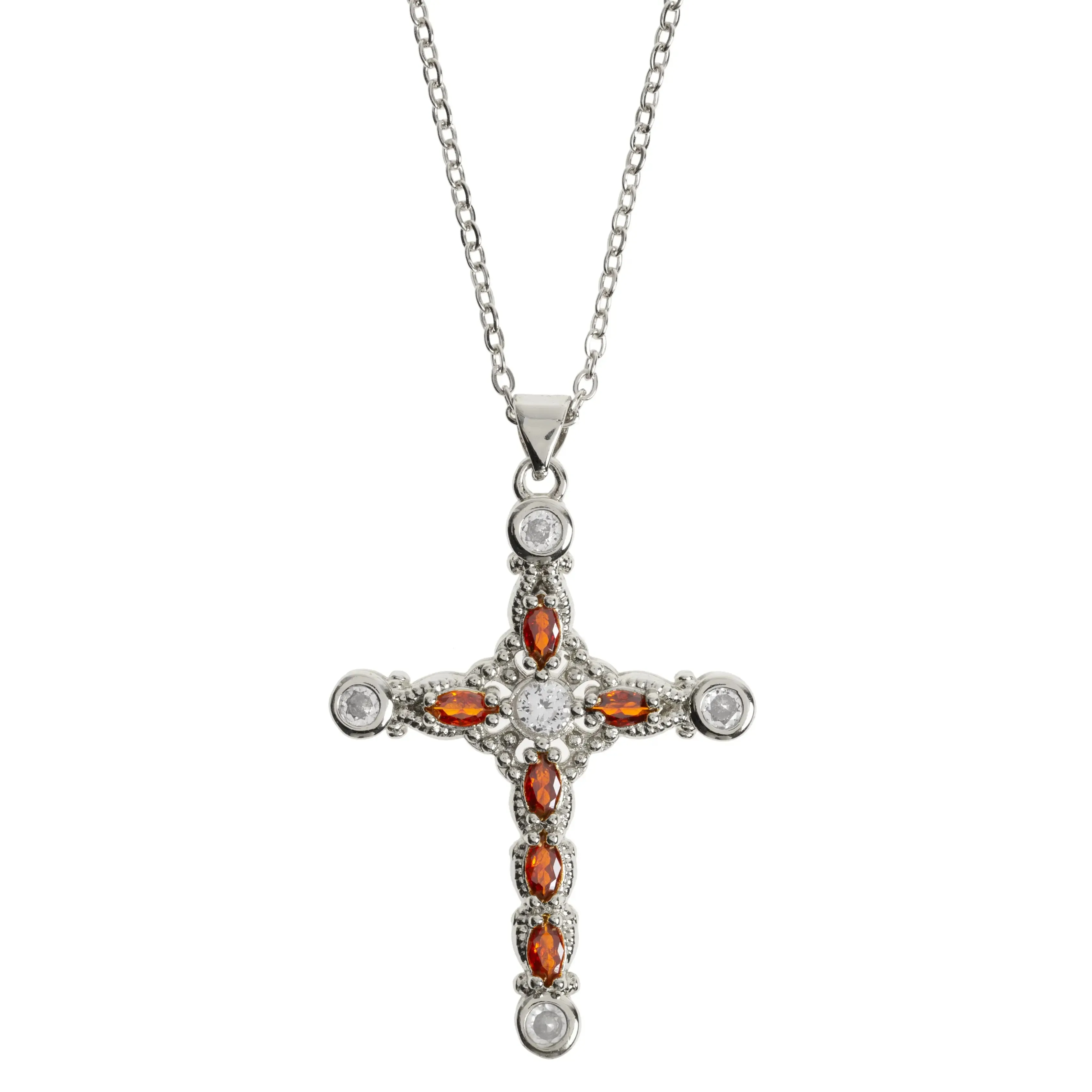 Azura - Crystal Cross Necklace Silver