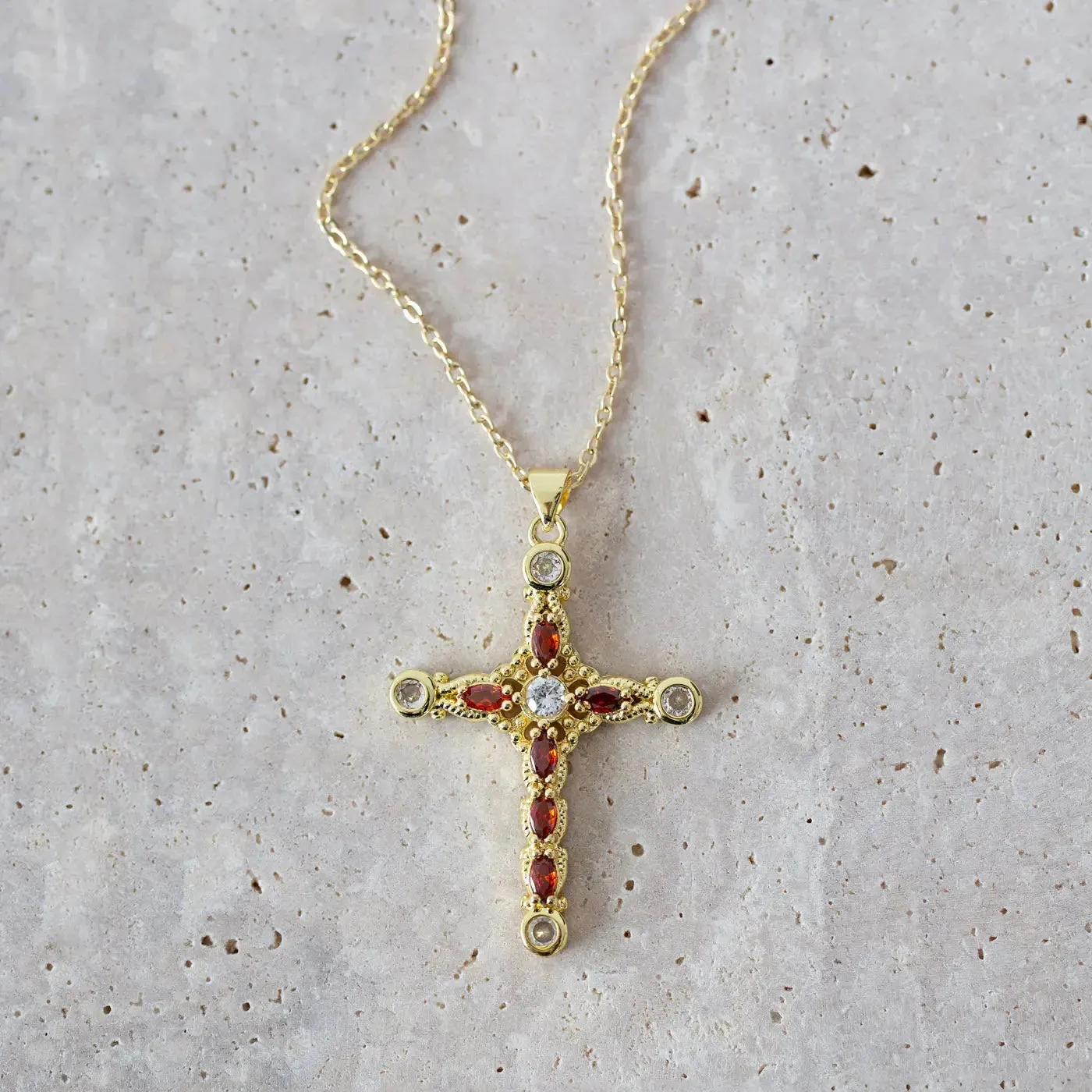 Azura - Crystal Cross Necklace Silver