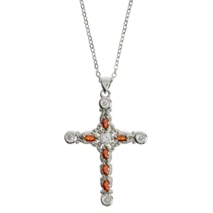 Azura - Crystal Cross Necklace Silver