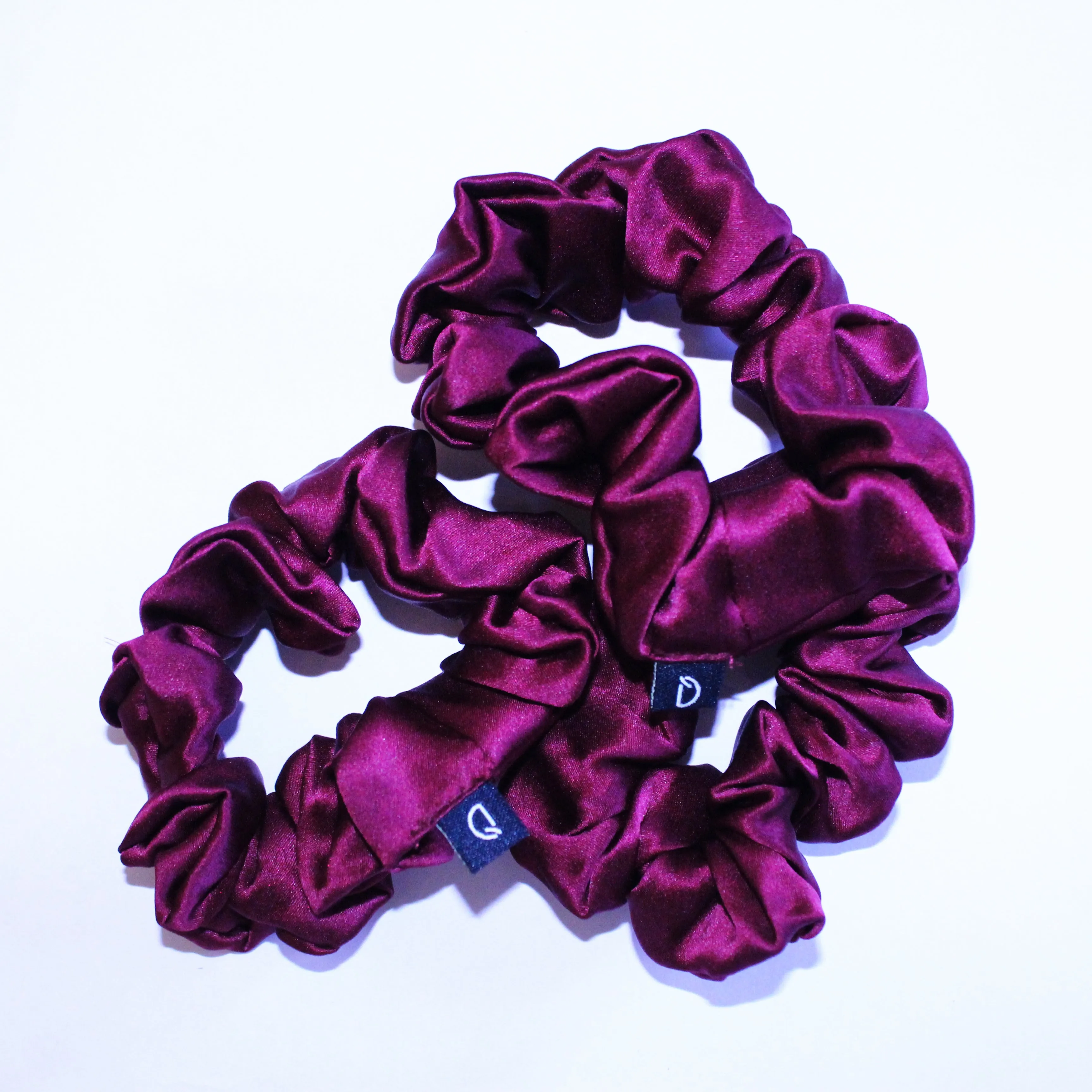 Berry Burgundy Pure Silk Scrunchies (Set of three)