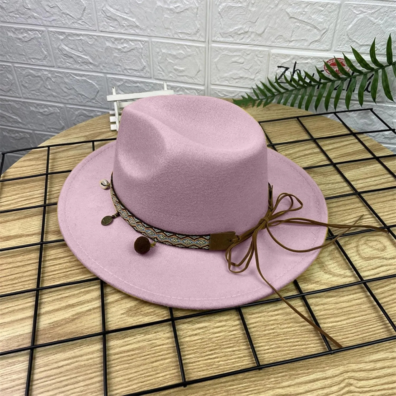 Big Wide Brim Fedora Hat for Women Western Hats Women's Solid Color Panama Rancher Hat
