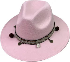 Big Wide Brim Fedora Hat for Women Western Hats Women's Solid Color Panama Rancher Hat
