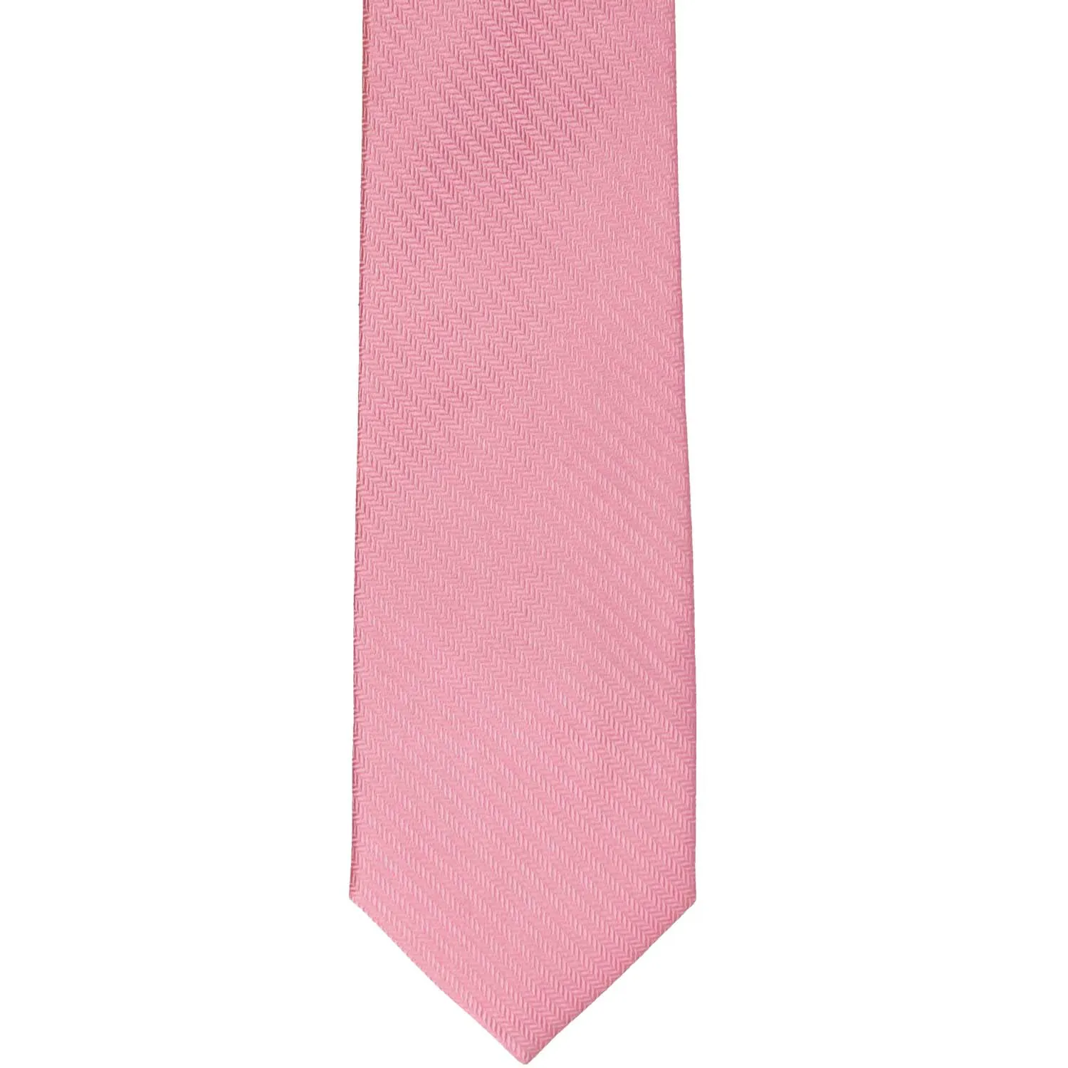 Bubblegum Pink Herringbone Silk Slim Necktie, 2.5" Width