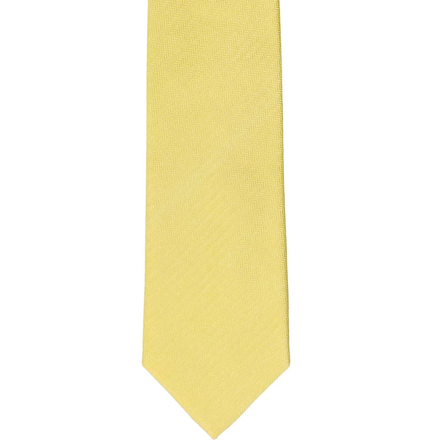 Butter Yellow Herringbone Silk Slim Necktie, 2.5" Width