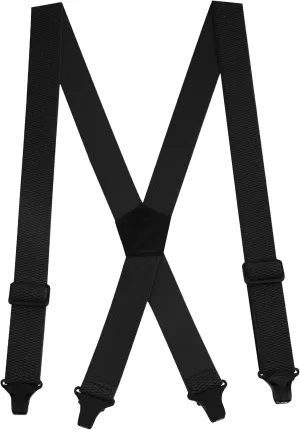 Buyless Fashion Heavy Duty Suspenders for Men - 48" Adjustable Straps 1 1/2" - X Back with Black Plastic Clips