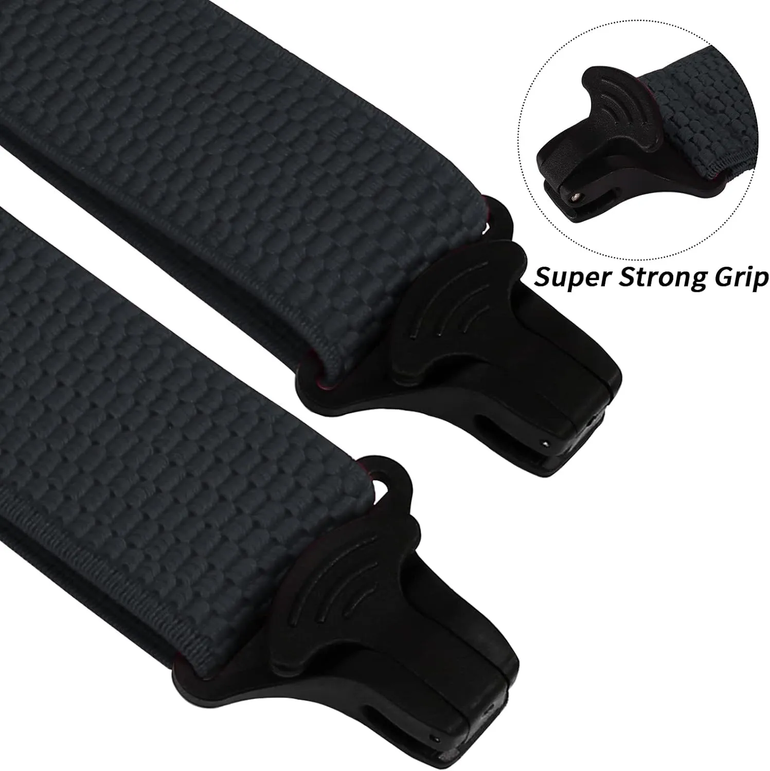 Buyless Fashion Heavy Duty Suspenders for Men - 48" Adjustable Straps 1 1/2" - X Back with Black Plastic Clips