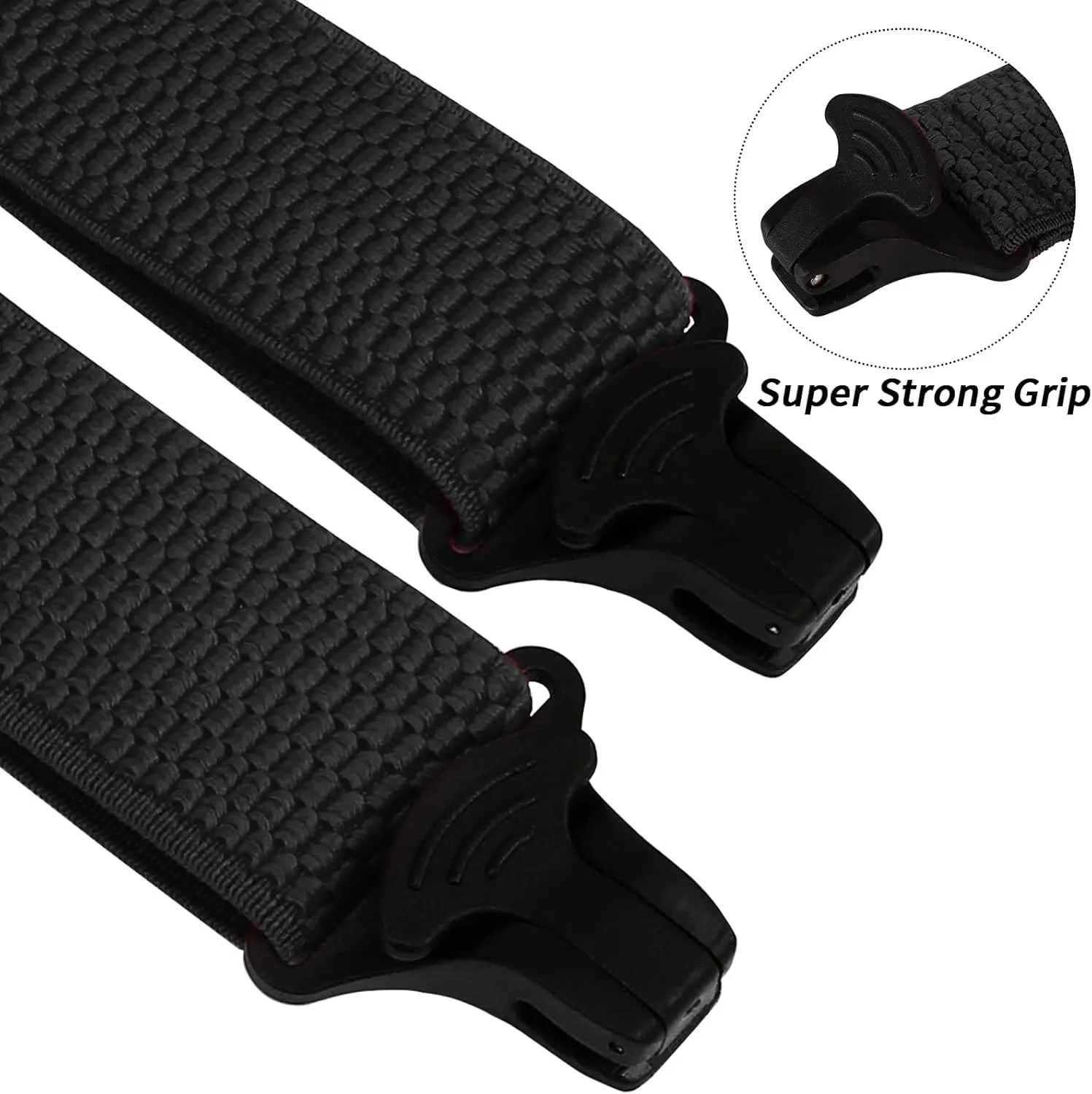 Buyless Fashion Heavy Duty Suspenders for Men - 48" Adjustable Straps 1 1/2" - X Back with Black Plastic Clips