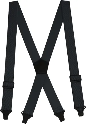 Buyless Fashion Heavy Duty Suspenders for Men - 48" Adjustable Straps 1 1/2" - X Back with Black Plastic Clips
