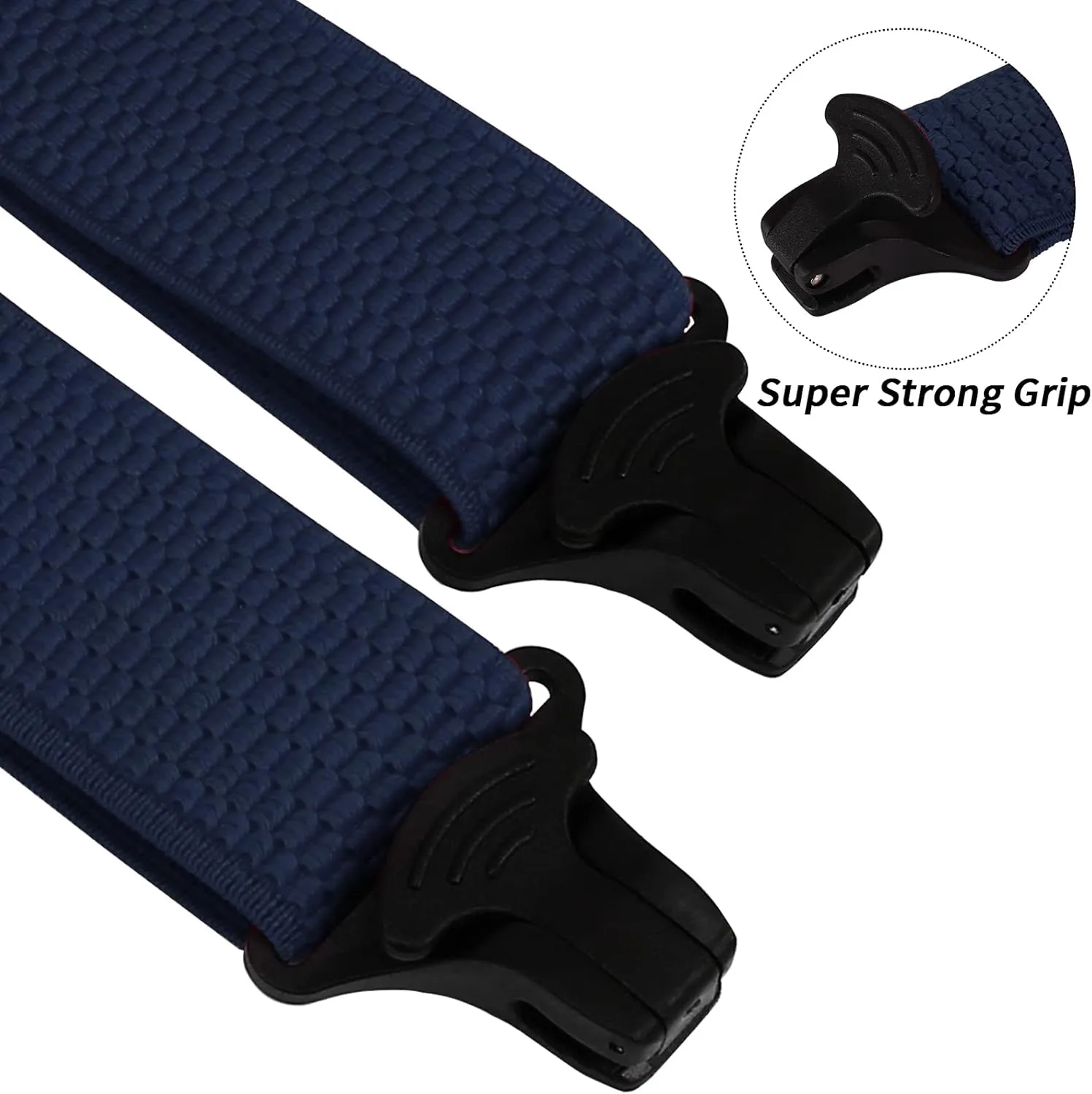 Buyless Fashion Heavy Duty Suspenders for Men - 48" Adjustable Straps 1 1/2" - X Back with Black Plastic Clips