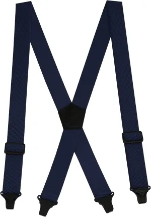 Buyless Fashion Heavy Duty Suspenders for Men - 48" Adjustable Straps 1 1/2" - X Back with Black Plastic Clips