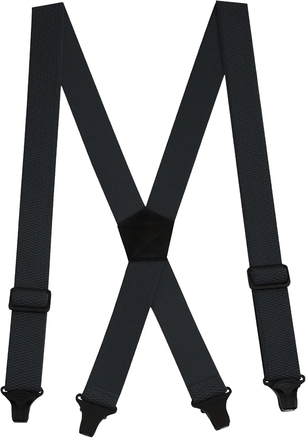 Buyless Fashion Heavy Duty Suspenders for Men - 48" Adjustable Straps 1 1/2" - X Back with Black Plastic Clips