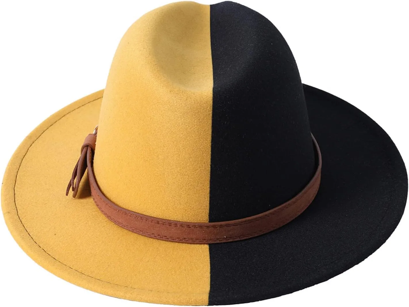 Cowboy Hat,Color Matching Fedora Hats for Women Men Thick Fabric Cowboy with Large Brim Western Felt Casual Hats