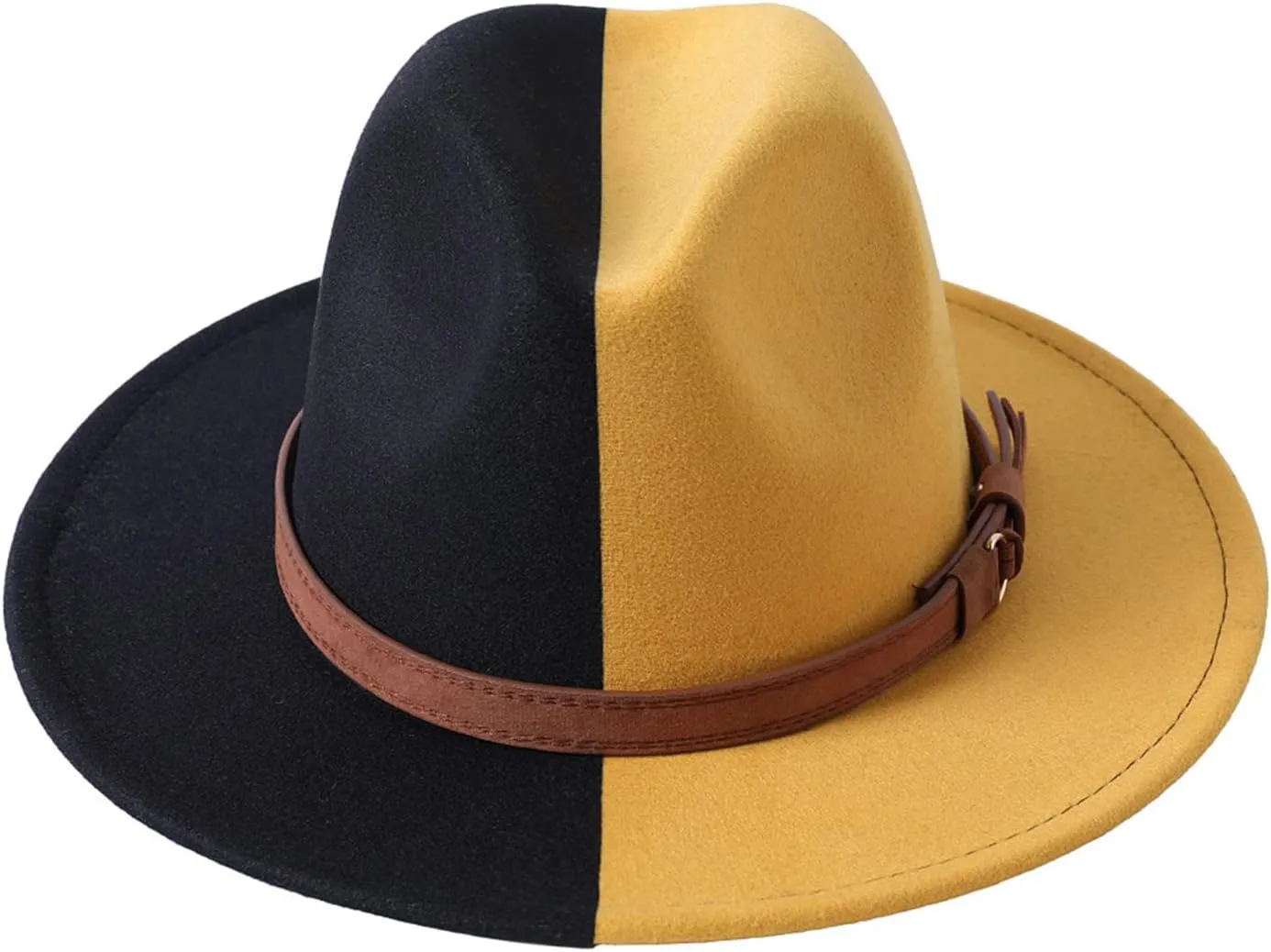 Cowboy Hat,Color Matching Fedora Hats for Women Men Thick Fabric Cowboy with Large Brim Western Felt Casual Hats