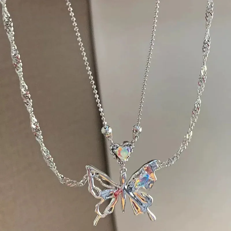 Crystal Zircon Cross Tassel Pendant Necklace