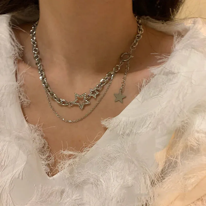 Crystal Zircon Cross Tassel Pendant Necklace