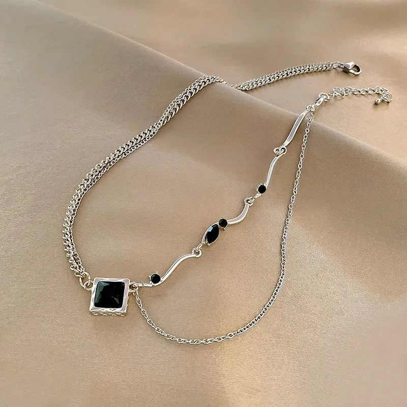 Crystal Zircon Cross Tassel Pendant Necklace