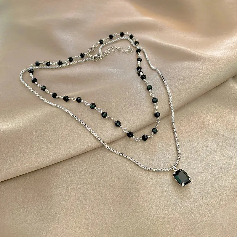 Crystal Zircon Cross Tassel Pendant Necklace