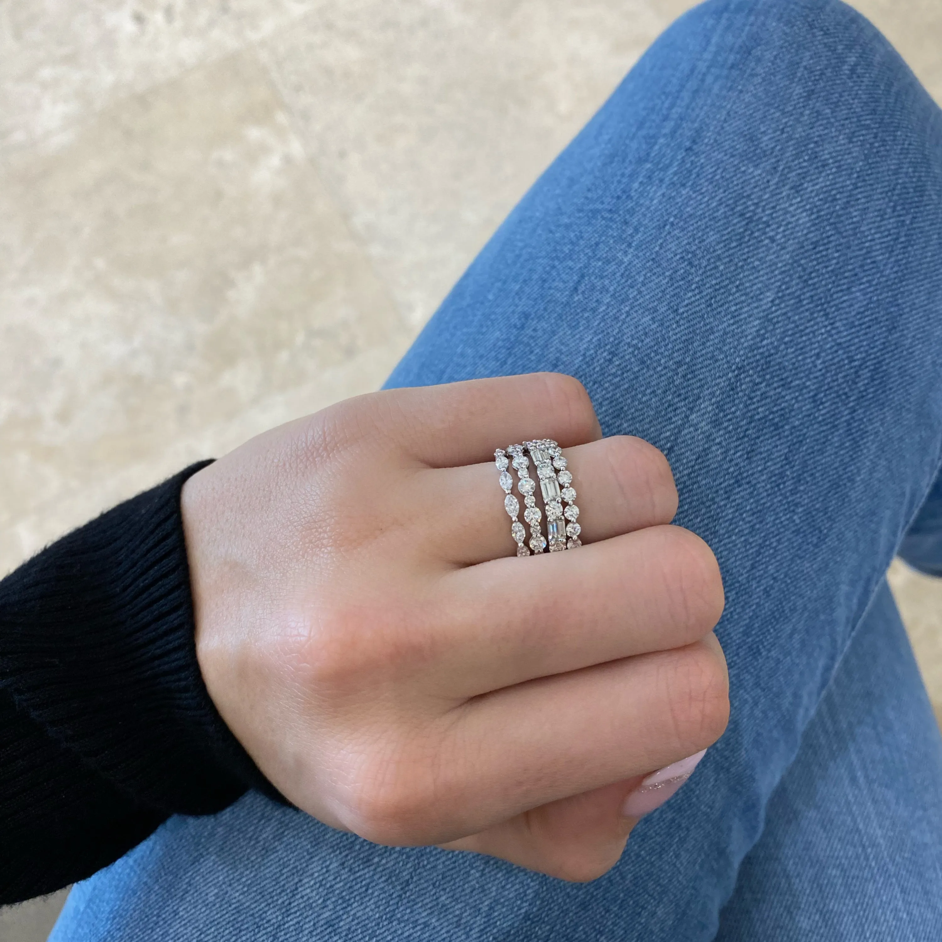 Diamond Pattern Wedding Band
