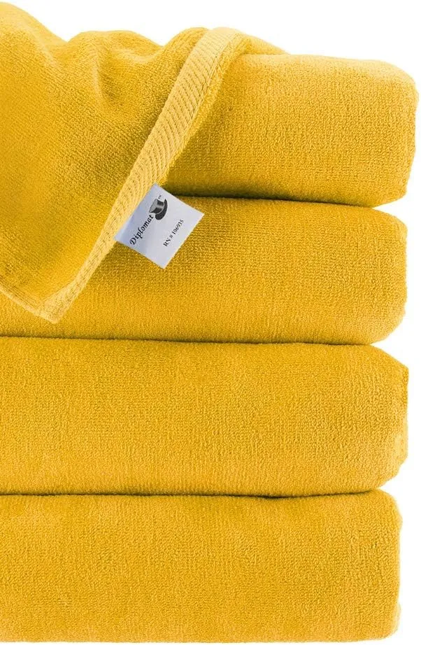 Diplomat Beach Towels Terry Velour 30x60 4-Pack (Athletic Gold PMS 130-C) 11.0 Lbs per Doz 100% Cotton