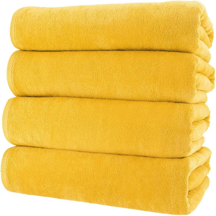 Diplomat Beach Towels Terry Velour 30x60 4-Pack (Athletic Gold PMS 130-C) 11.0 Lbs per Doz 100% Cotton