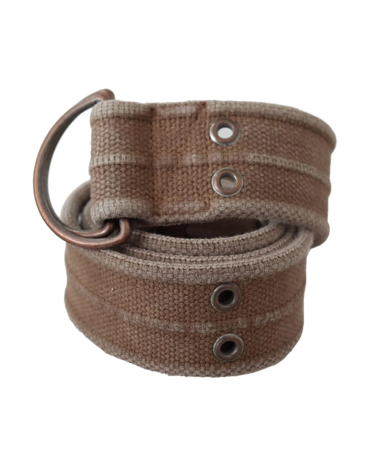 DOLCE &amp; GABBANA Brown Leather Canvas Belt with Round Buckle 100 cm Women