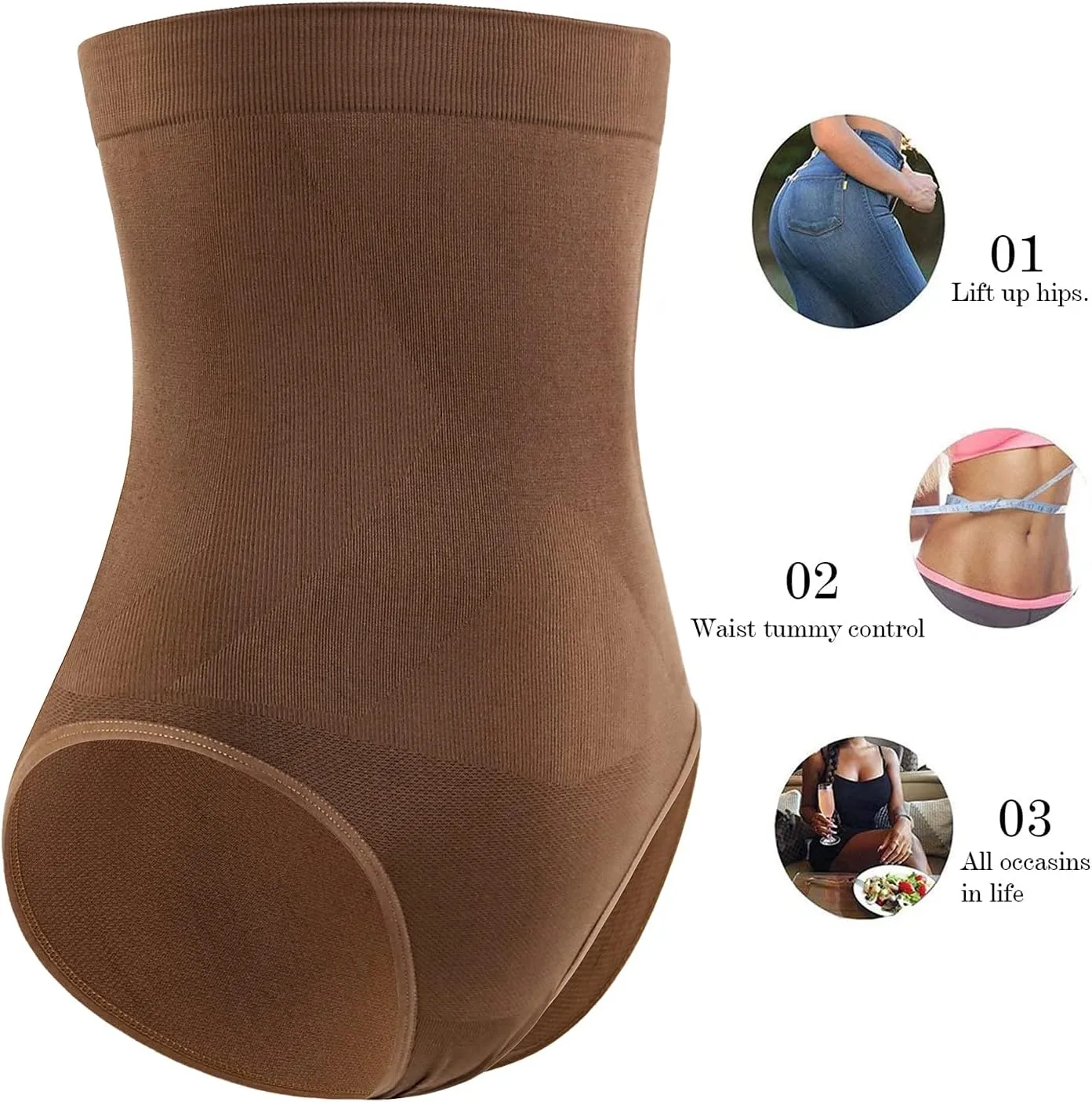 DREAM SLIM Women's High-Waist Seamless Body Shaper Briefs Tummy Control Panty Butt Lifter Shapewear Slim Waist Trainer