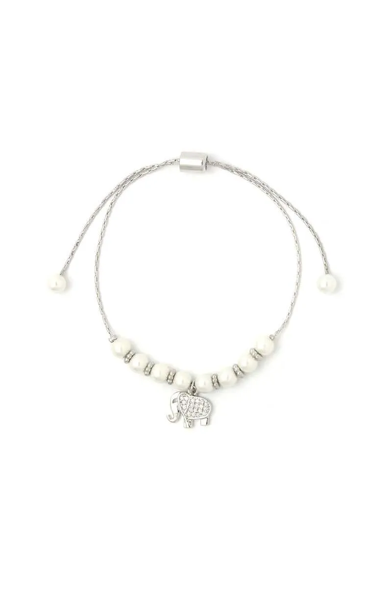 Elephant Charm Beaded Adjustable Bracelet