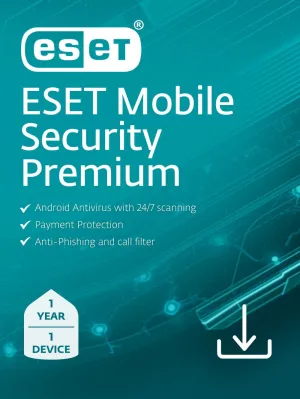 ESET Mobile Security Premium | Mobile Antivirus | 2025 Edition| 1 Device | 1 Year | Privacy | Payment Protection | Antiphishing | Adware Detector