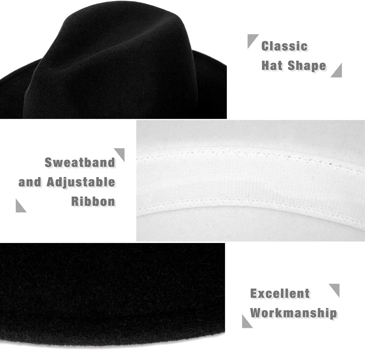FADACHY Trendy Fedora Hats for Men & Women Wide Brim Felt Hat Dress Panama Hat Two Tone Fedora