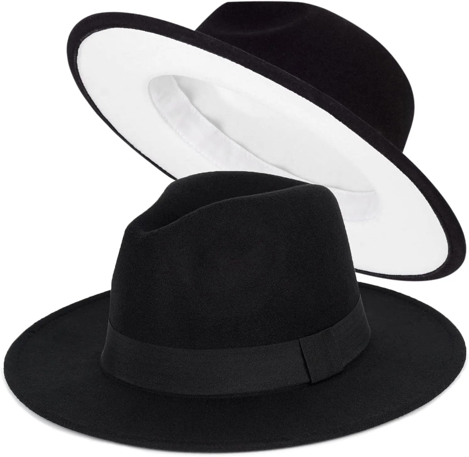 FADACHY Trendy Fedora Hats for Men & Women Wide Brim Felt Hat Dress Panama Hat Two Tone Fedora