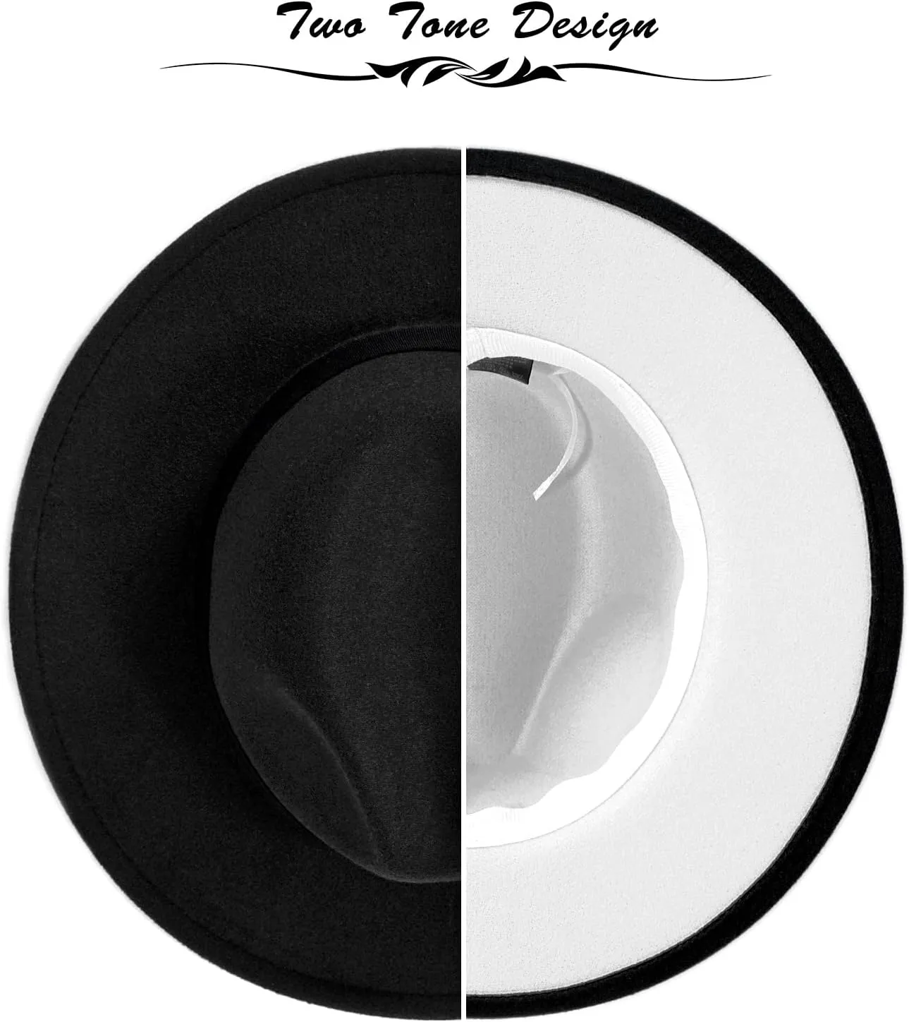 FADACHY Trendy Fedora Hats for Men & Women Wide Brim Felt Hat Dress Panama Hat Two Tone Fedora