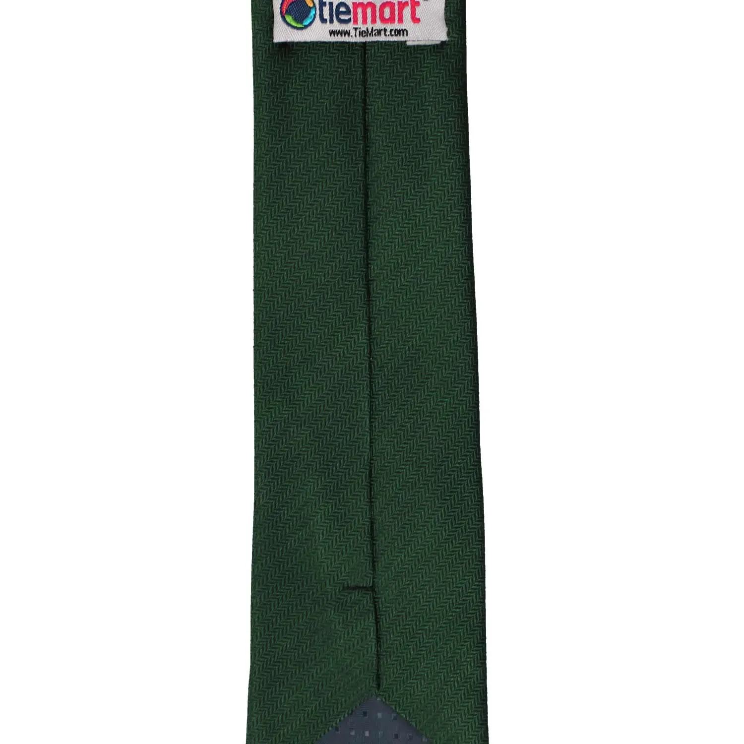 Forest Green Herringbone Silk Slim Necktie, 2.5" Width
