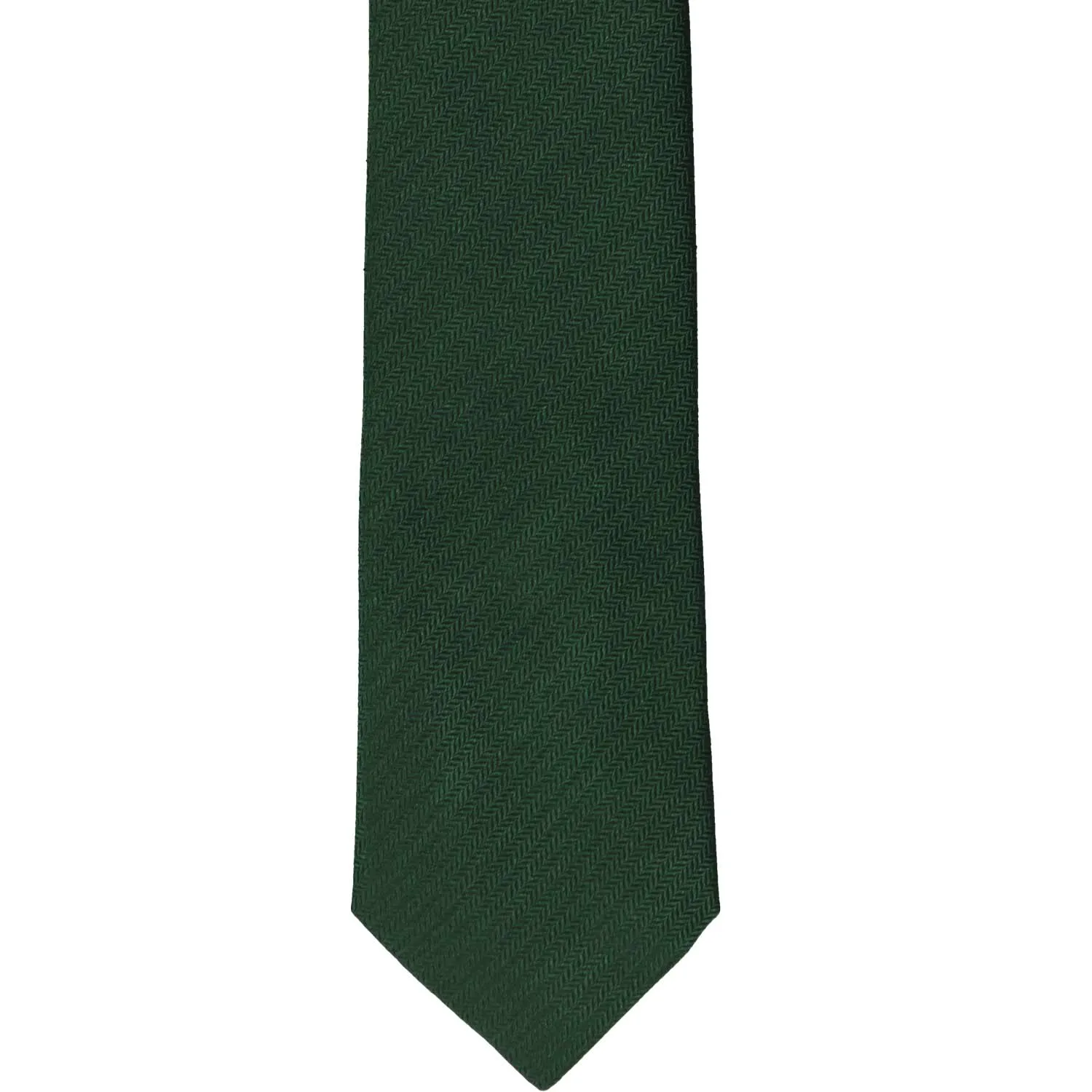 Forest Green Herringbone Silk Slim Necktie, 2.5" Width