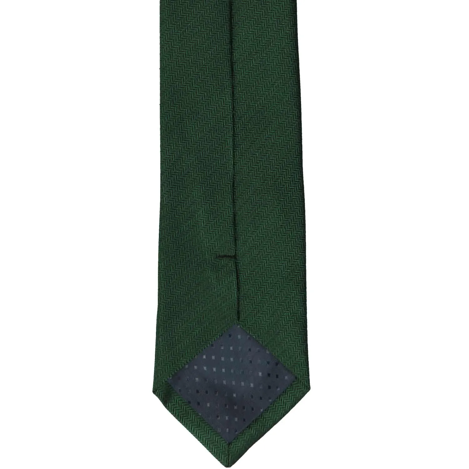 Forest Green Herringbone Silk Slim Necktie, 2.5" Width