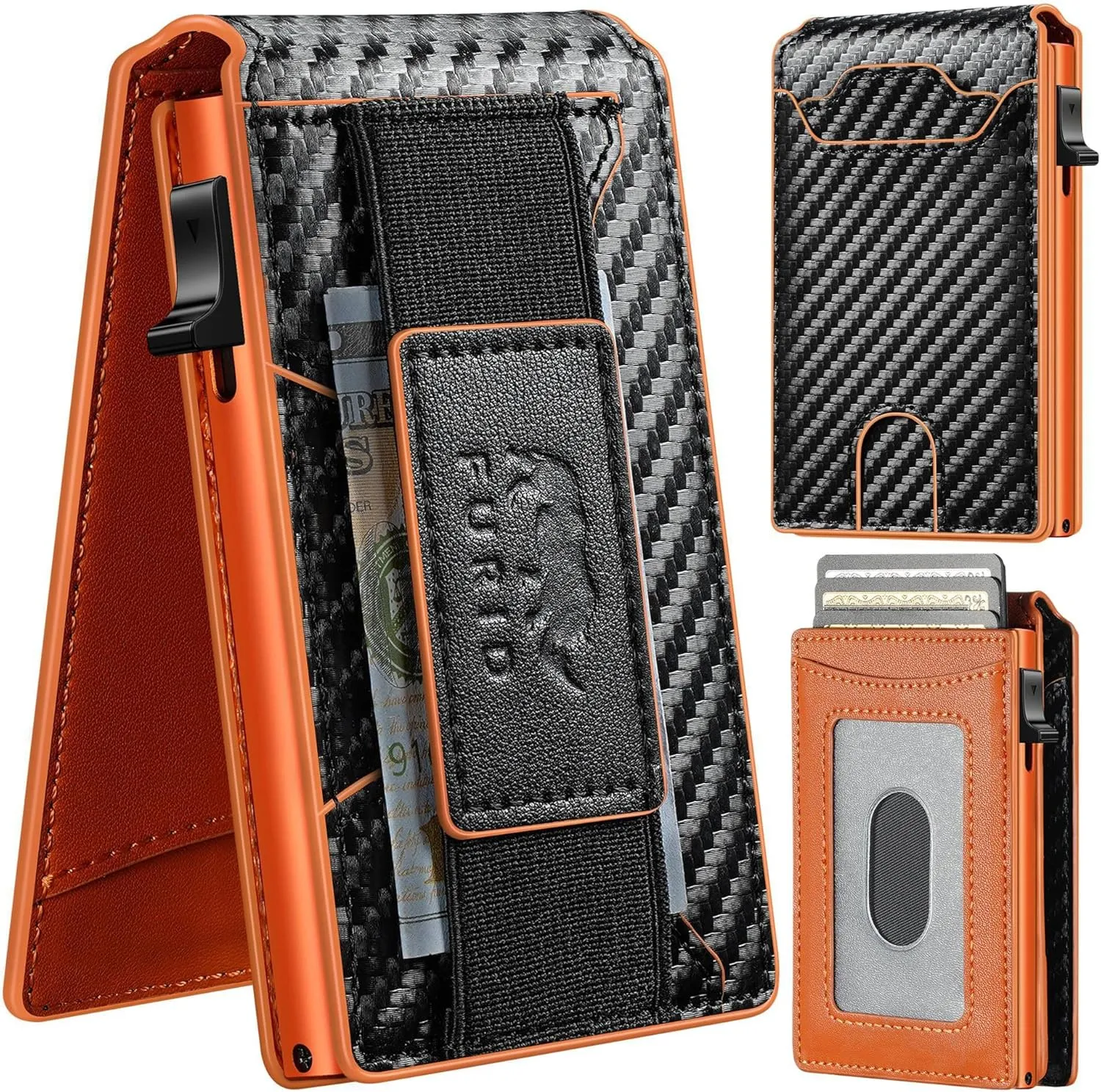 furid Card Wallet For Men Slim: Smart Wallet - Rfid Minimalist Front Pocket with ID Window Pop Up Wallet Gift For Him