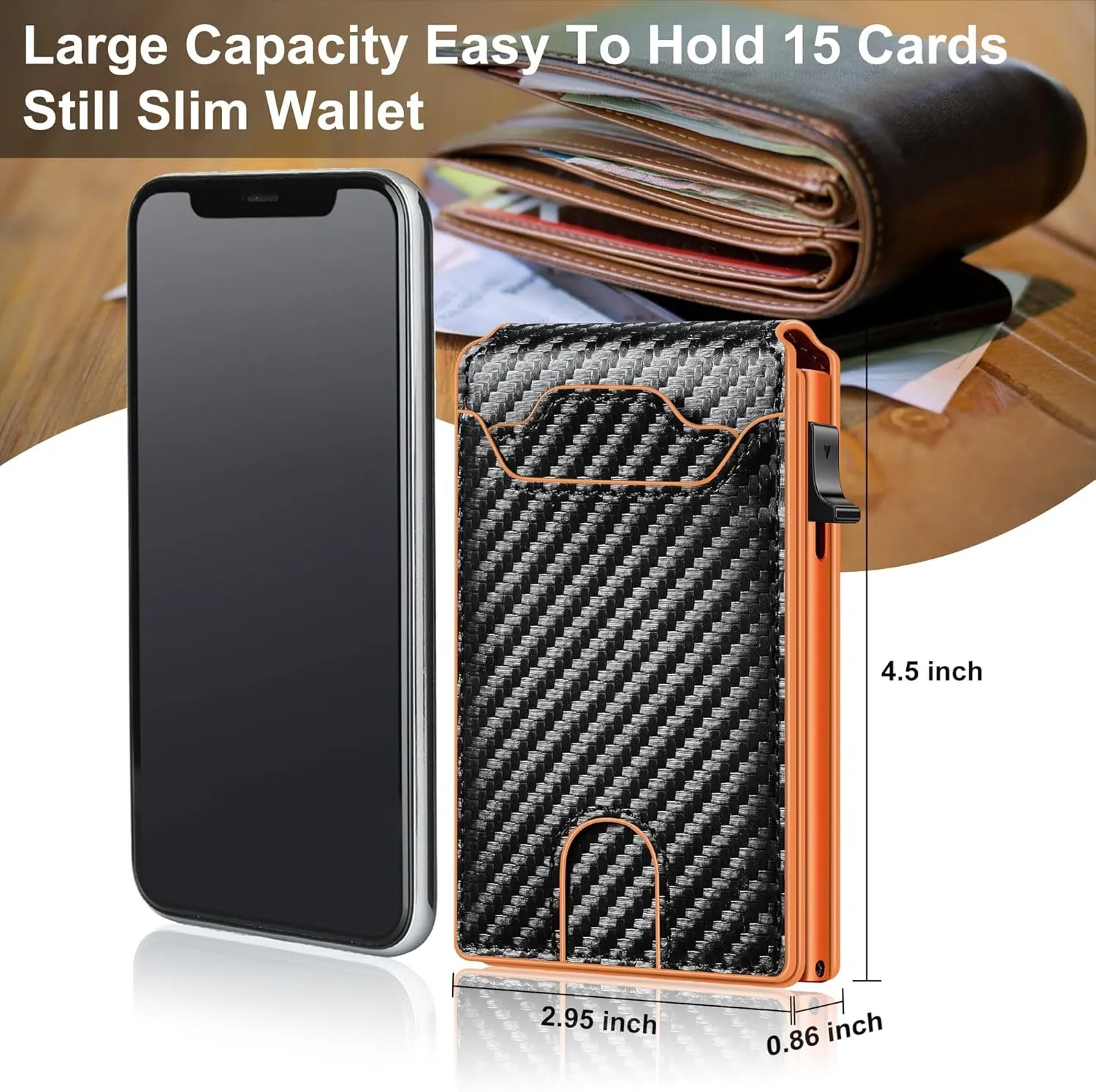 furid Card Wallet For Men Slim: Smart Wallet - Rfid Minimalist Front Pocket with ID Window Pop Up Wallet Gift For Him