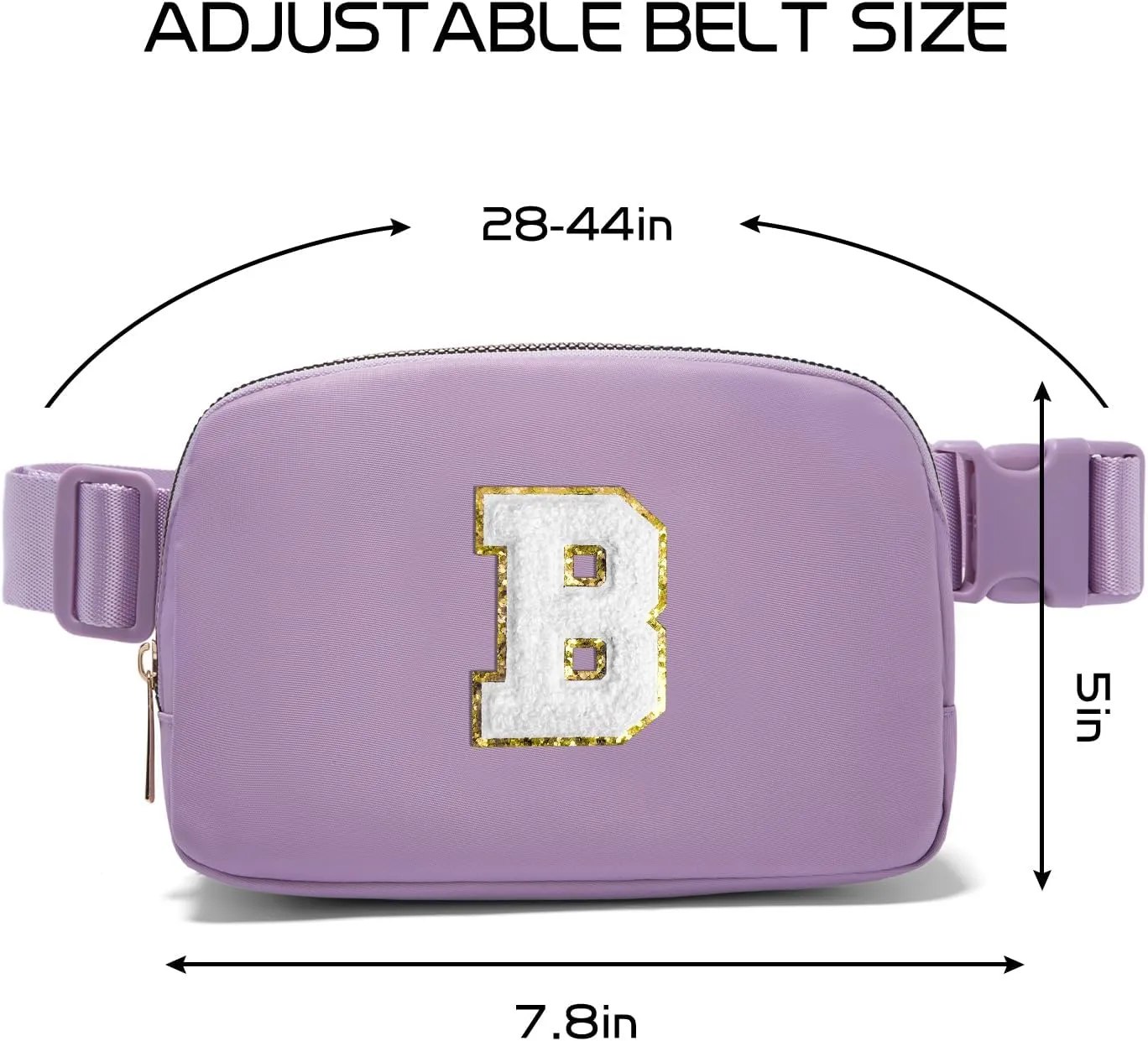 Gitus Waist Pack Belt Bag with Initial Patch, Lavender, Personalized Gifts for Teen Girls, Trendy Stuff, Crossbody Bags for Women