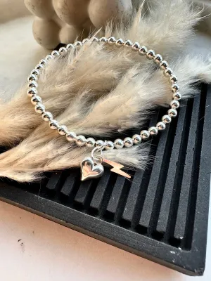 Heart & lightning charm bracelet