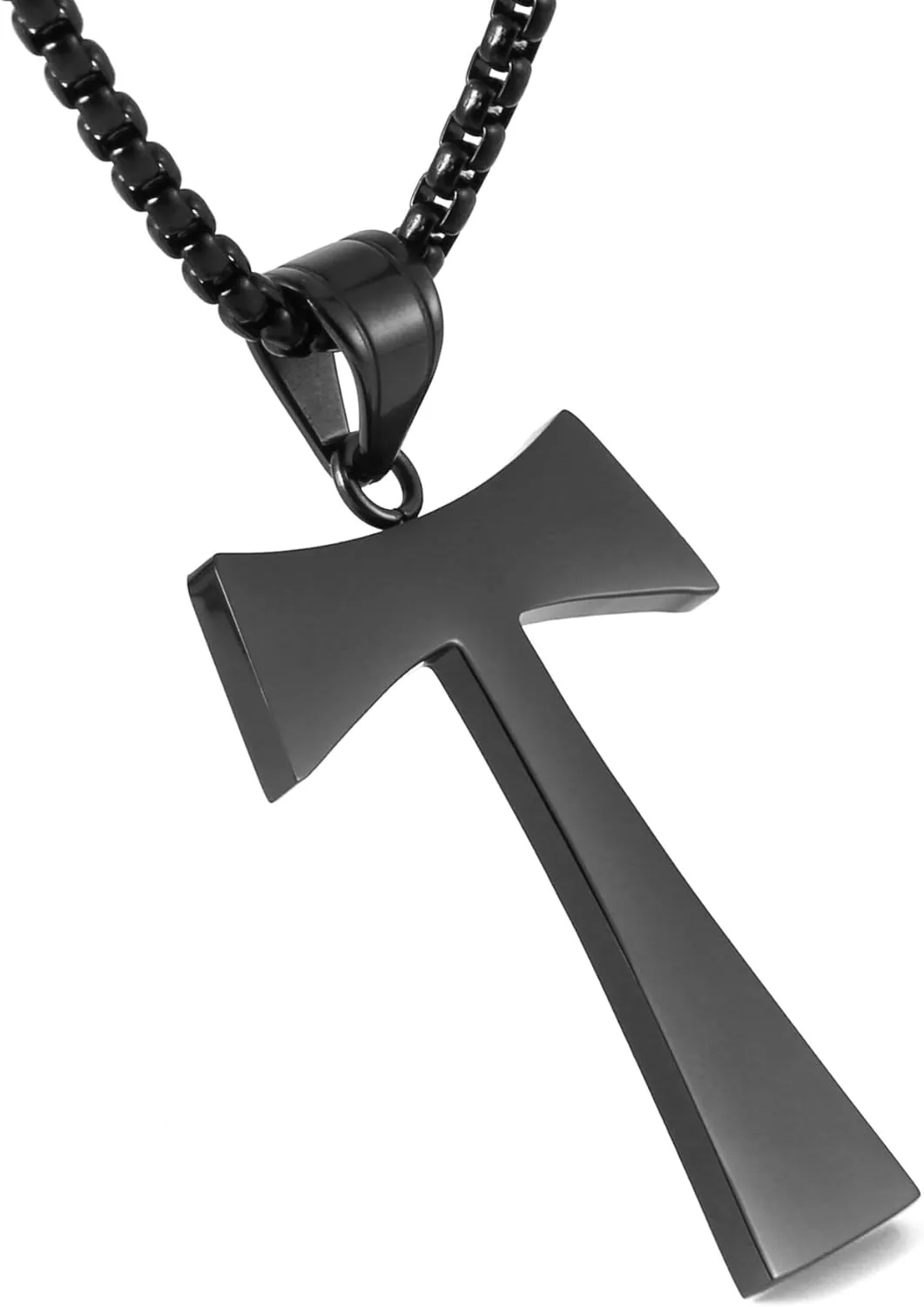 HZMAN Christian Tau Tao Cross Franciscan Stainless Steel Pendant Necklacee 22 2 Inch, 3 Colors