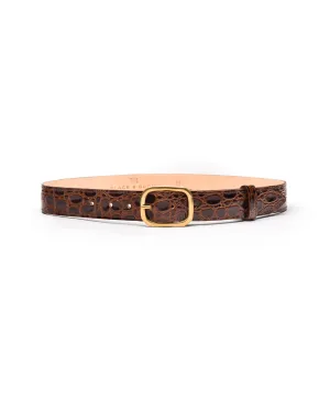 Isabella brown croc leather waist belt