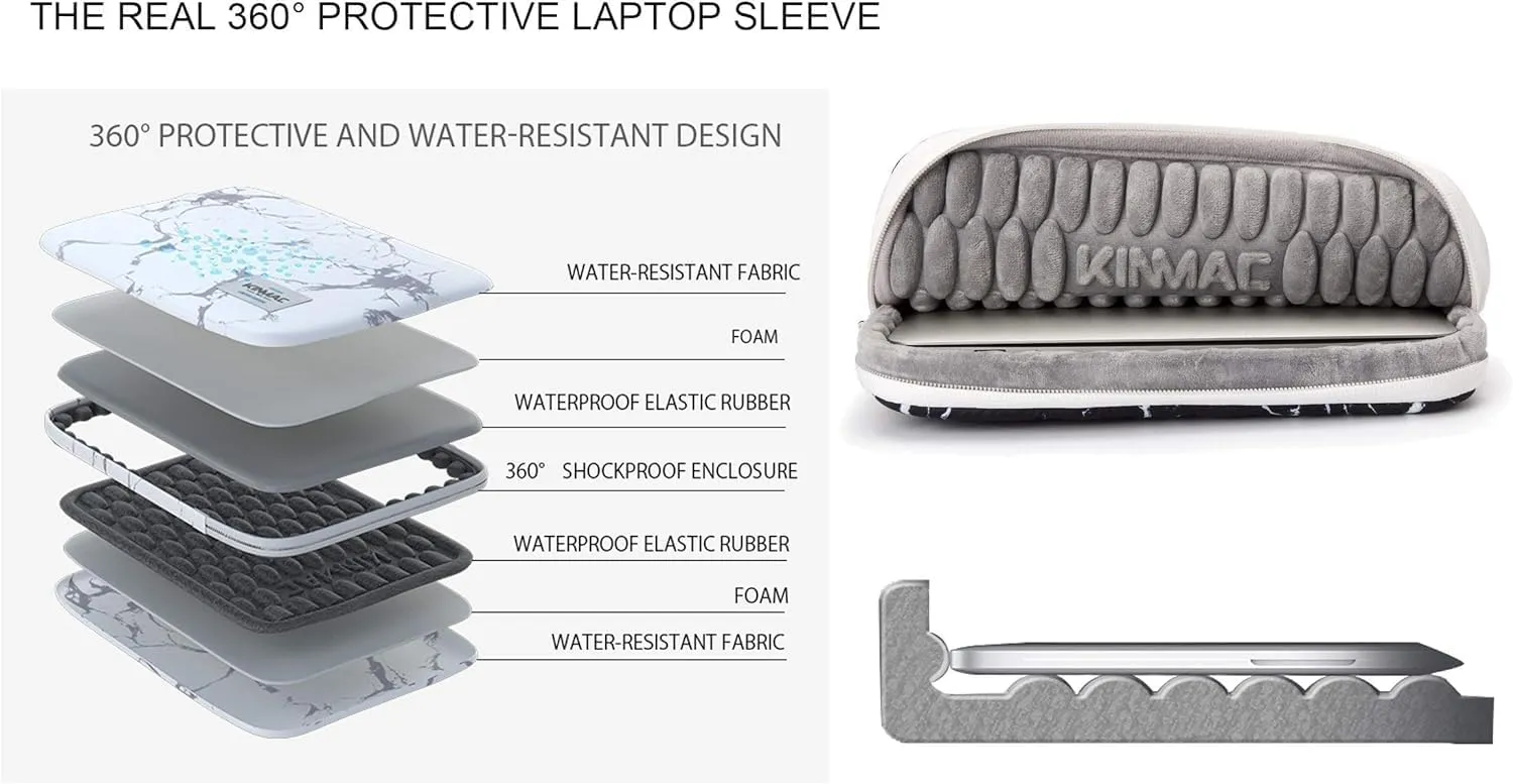 Kinmac 360 Protective Laptop Sleeve Case Bag Cover with Handle for MacBook Air 15 inch, and 15 inch-15.6 inch HP,Lenovo,Dell,ASUS,Acer Notebook Computer (Camellia)