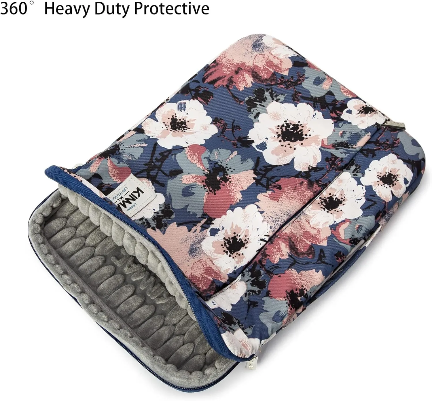 Kinmac 360 Protective Laptop Sleeve Case Bag Cover with Handle for MacBook Air 15 inch, and 15 inch-15.6 inch HP,Lenovo,Dell,ASUS,Acer Notebook Computer (Camellia)