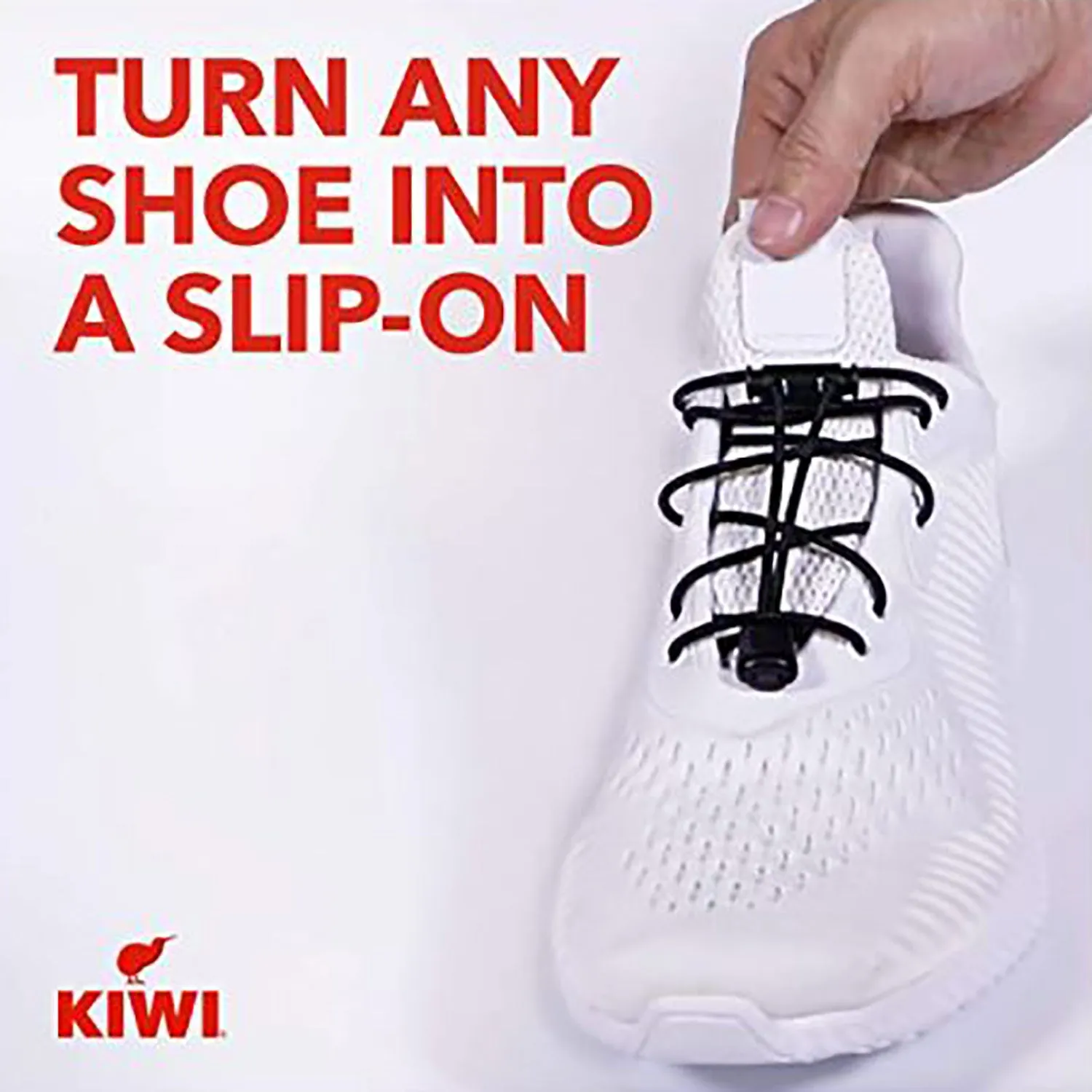 Kiwi Sneaker No-Tie Shoe Laces, Red-Black, One Pair, One Size Fits All